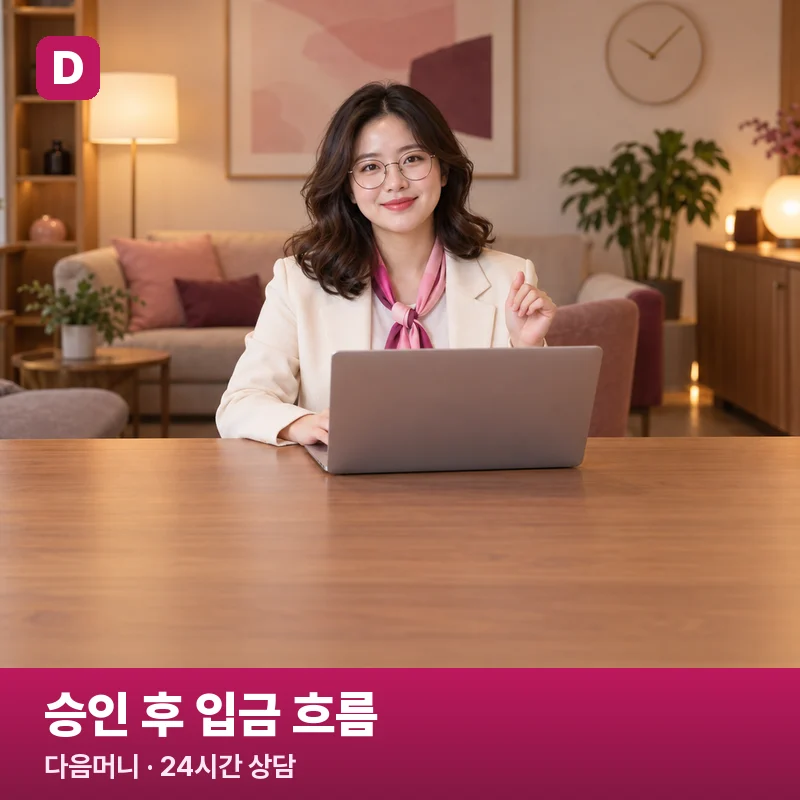 카드깡 승인 후 입금 — 노트북 앞 여성 상담원 사진