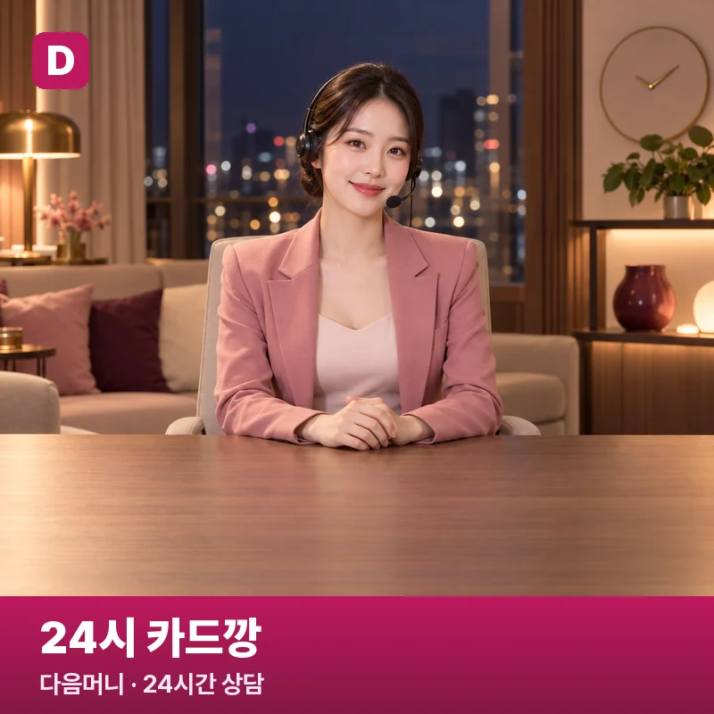 24시 카드깡 — 밤 창가의 여성 상담원 사진